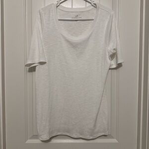 J. Jill Pima Scoop-Neck Elbow-Sleeve Tee White  Size M